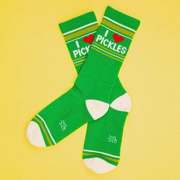 NEW‎ GUMBALL POODLE I LOVE PICKLES Socks Green Unisex OS Ribbed Gym Crew Novelty - Picture 3 of 6